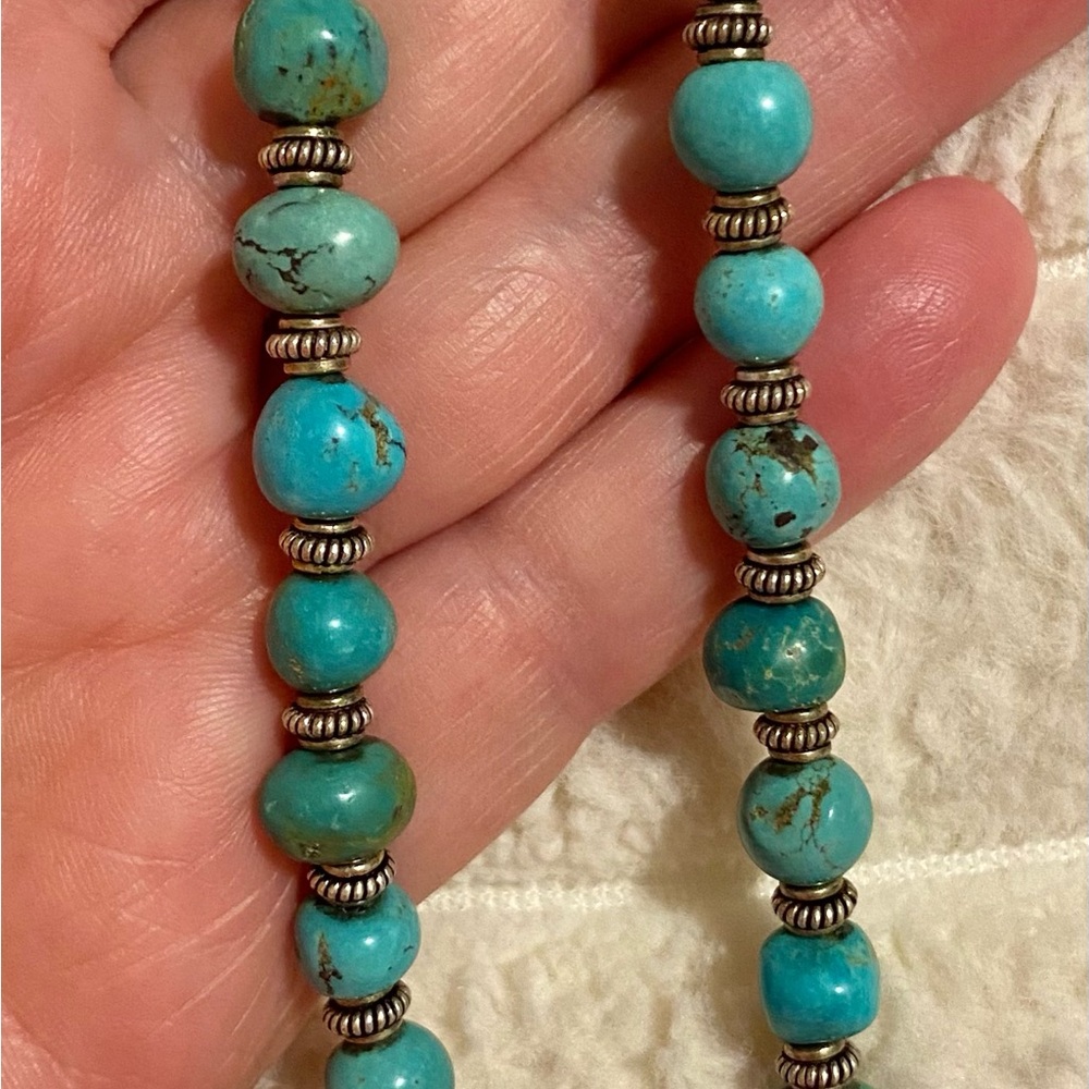 Turquoise and Sterling Silver 16” Necklace